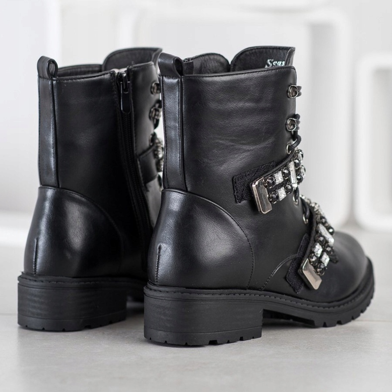 Seastar Geschnürte Arbeiter mit Kristallen schwarz 2