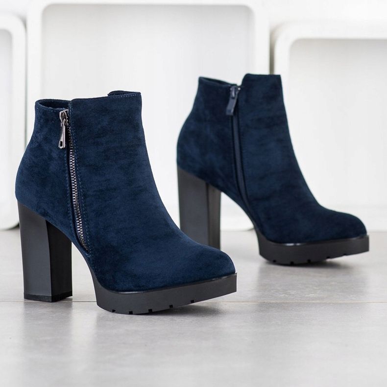 Small Swan Stiefel mit hohen Absätzen marineblau 1