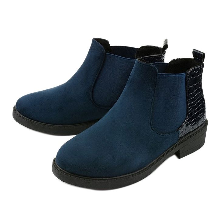Herkrana flache Stiefel aus Wildleder in Marineblau 2