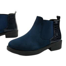 Herkrana flache Stiefel aus Wildleder in Marineblau 1