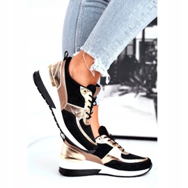 Vinceza Damen Sportschuhe Leder schwarz und gold 21-7777 golden 2