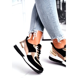 Vinceza Damen Sportschuhe Leder schwarz und gold 21-7777 golden 3