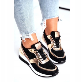 Vinceza Damen Sportschuhe Leder schwarz und gold 21-7777 golden 4