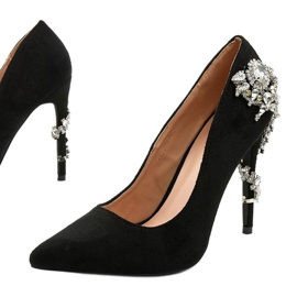 Klassische schwarze High Heels mit Dreamllerr Zirkonia 1