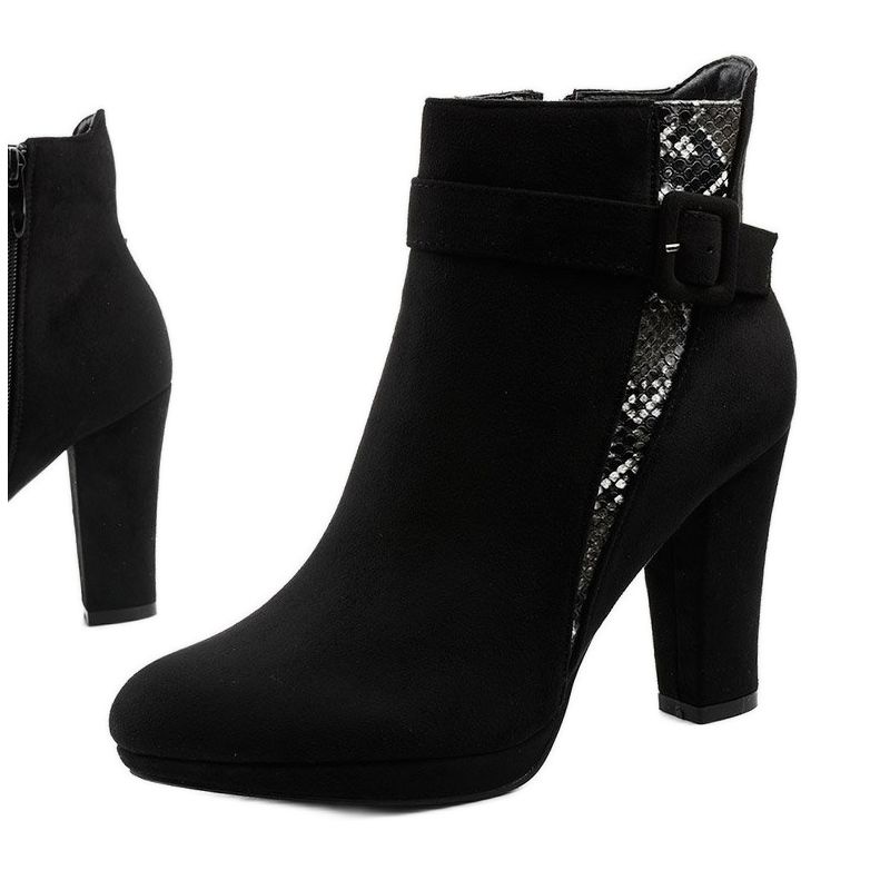 Schwarze Stiefel am Pfosten mit Lysianassa Öko-Wildleder 1