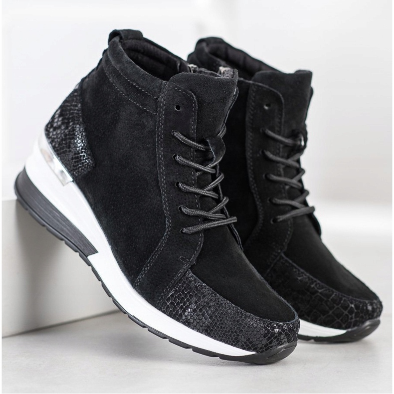 Filippo Schnürstiefel aus Leder schwarz 1