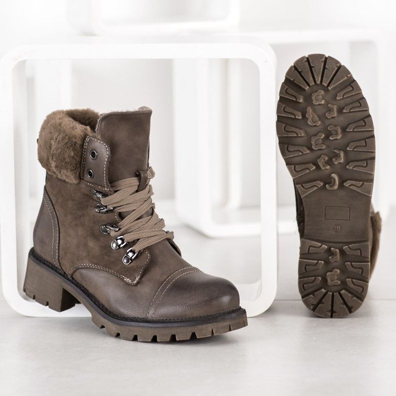 Super Mode Warme, gebundene Stiefel grau 1