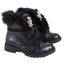 MSMG Kinder Warme Stiefel Schwarz Fell CT900A Ella 1