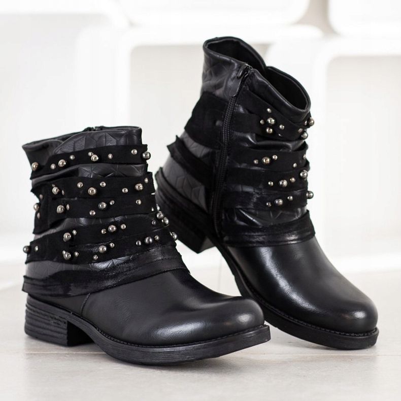 Queentina Bequeme Stiefel mit Verzierungen schwarz 1