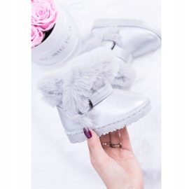 FRROCK Warme Kinder-Schneestiefel mit Fell Silver JellyBeans silber- 1