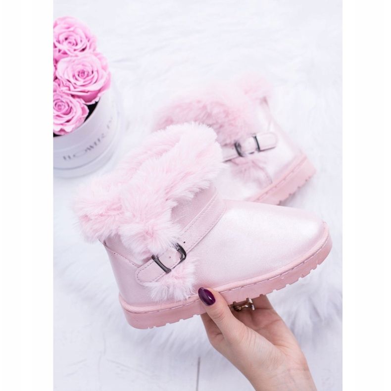 BUGO Warme Kinder-Schneestiefel mit Pelz Rosa JellyBeans 2