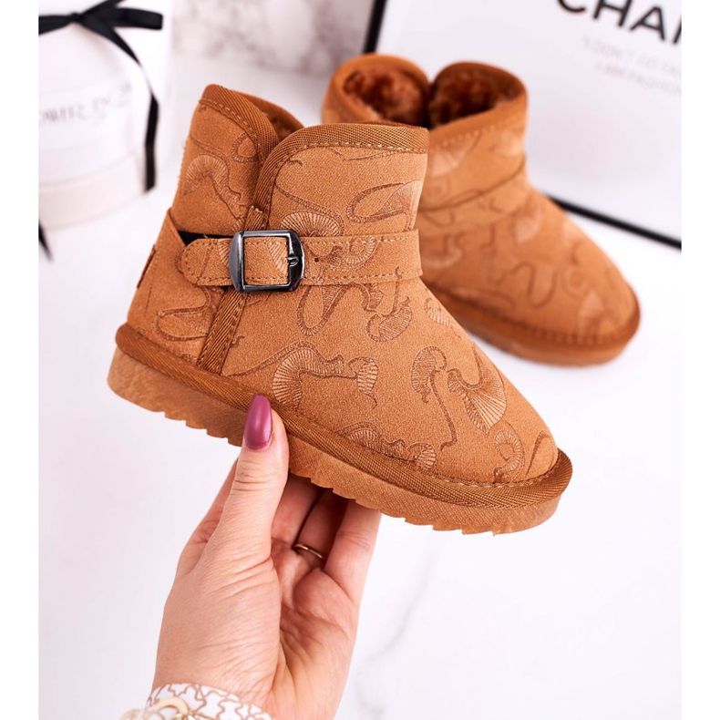 Apawwa Kinder-Schneestiefel mit Fell Braun Kawai 1