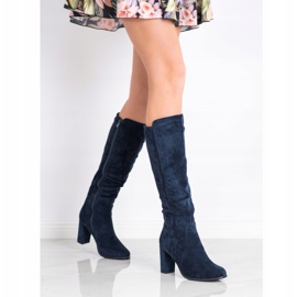 Sabatina Stiefel aus Wildleder in Marineblau 1