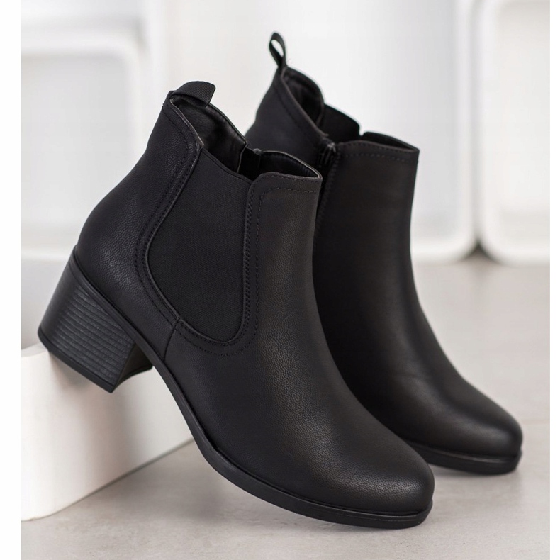 J. Star Stiefel auf niedrigem Pfosten schwarz 2