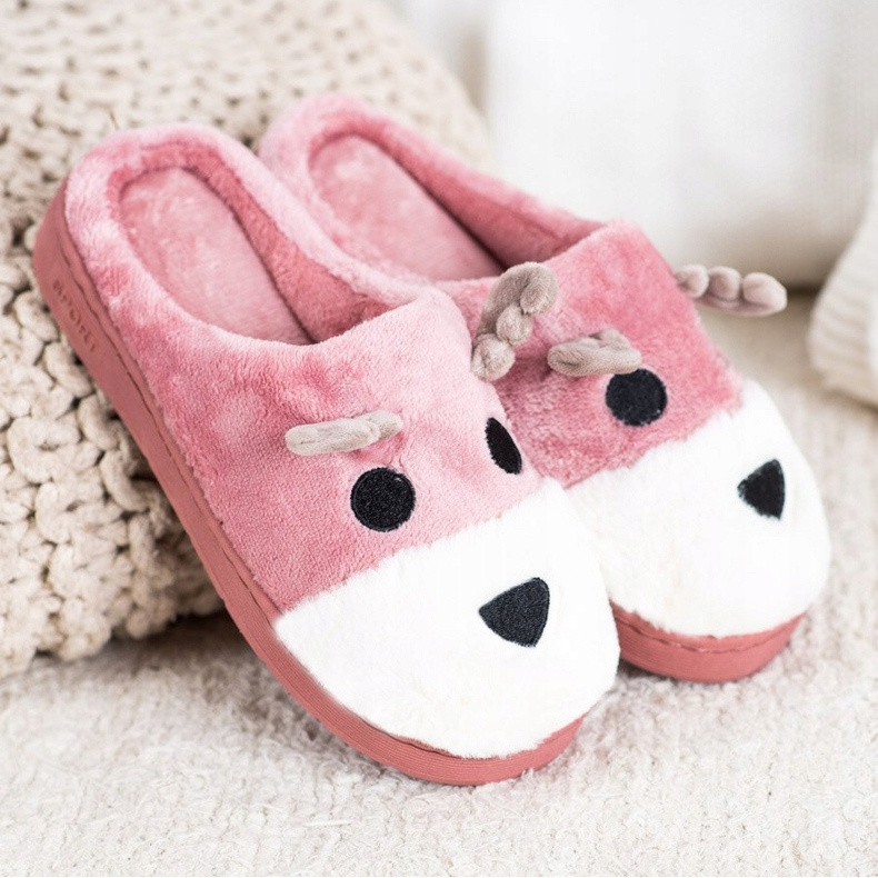 Bona Rentierhausschuhe beige weiß rosa 1