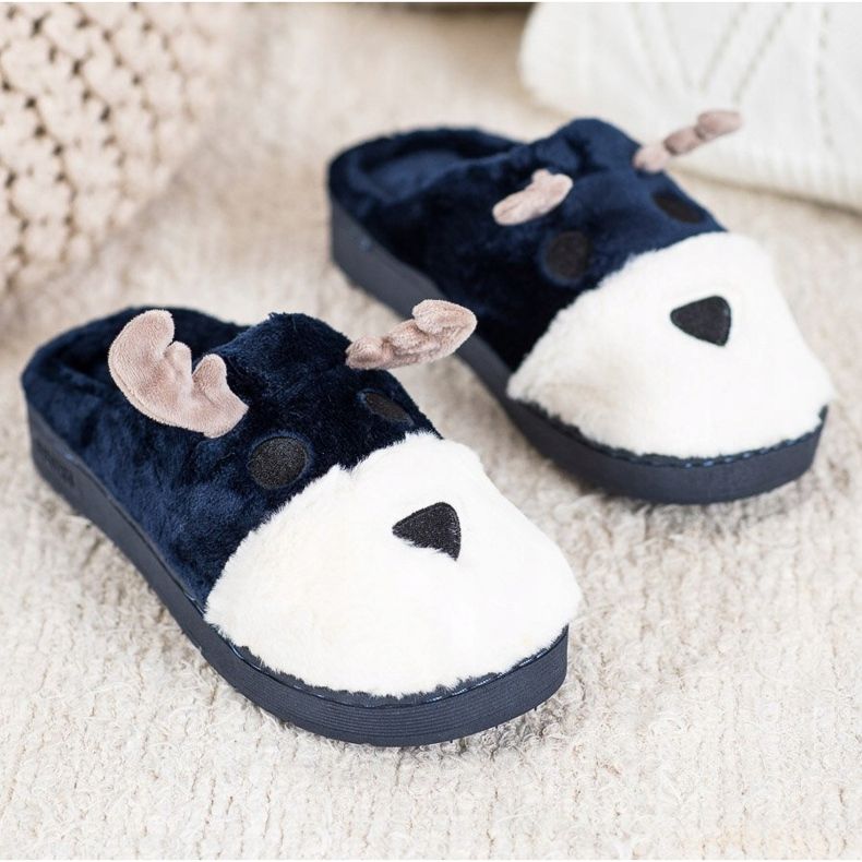 Bona Rentierhausschuhe beige weiß marineblau 1