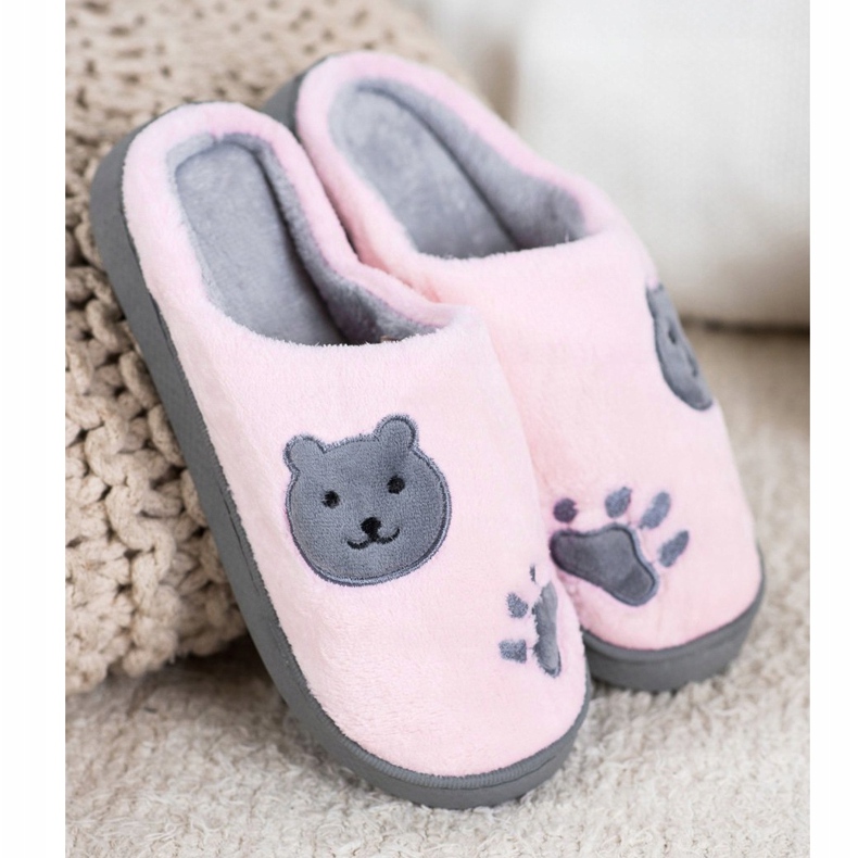 Bona Warme Slipper von Teddy Bear rosa grau 1