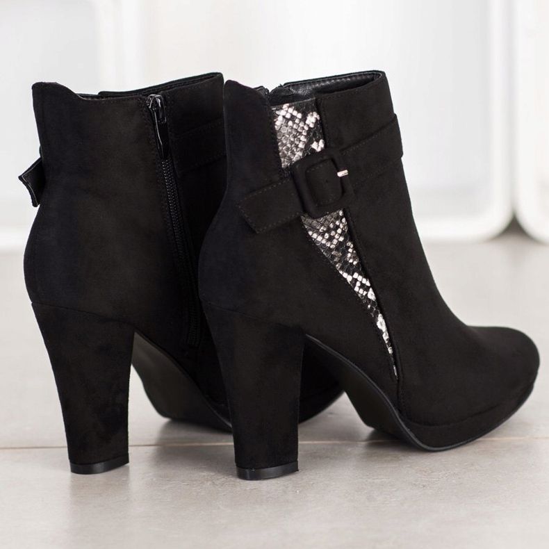 SHELOVET High Heel Stiefel mit Schlangenprint schwarz grau 1