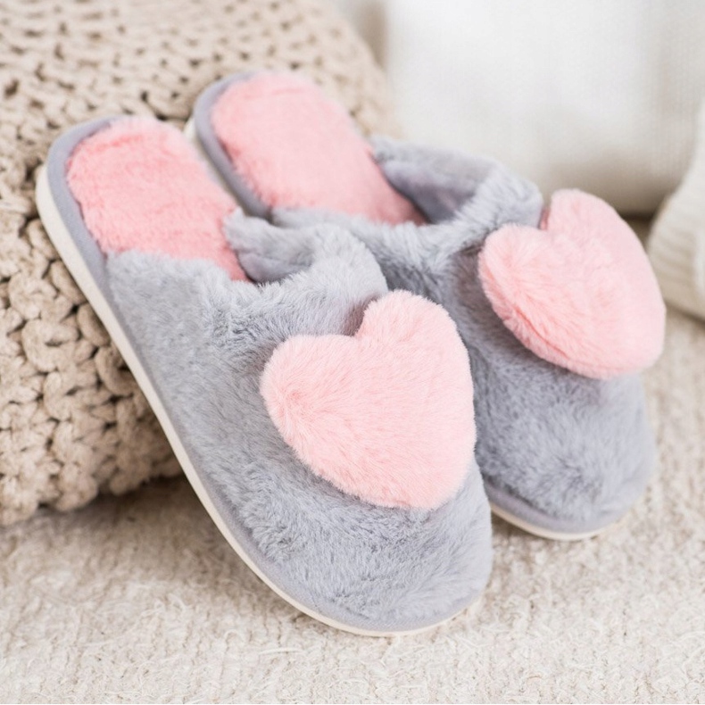 Bona Hausschuhe mit Herz rosa grau 1