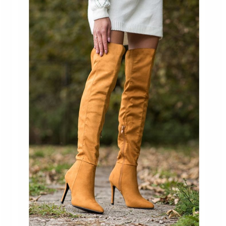 Small Swan Sexy Stiefel mit hohen Absätzen gelb 1