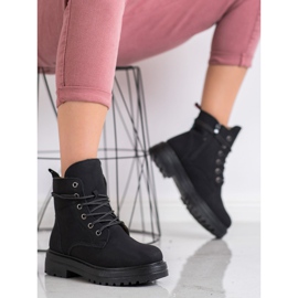 SHELOVET Schwarze Trapper mit Öko-Leder 1