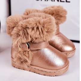 FRROCK Warme Kinder-Schneestiefel mit Fell Roségold JellyBeans rosa 1