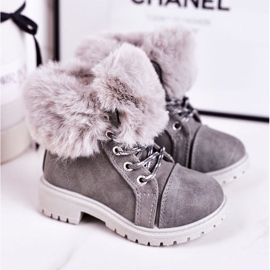 Warme Kinder-Trapper mit Fell Grau Nella 1