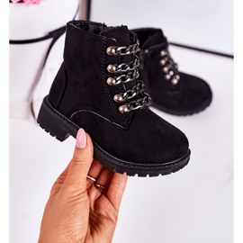 Kinder Isolierte Trappers Eco Wildlederkette Black Rock &amp; Roll schwarz 2