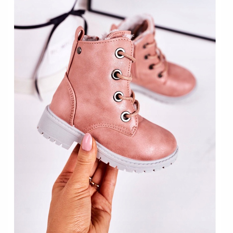 Kinder-Trapperstiefel mit Fell gewärmt Pink Mia rosa 2