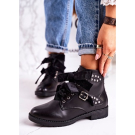 SEA Warme Damenstiefel mit Schnallen und Band Schwarz Special 1