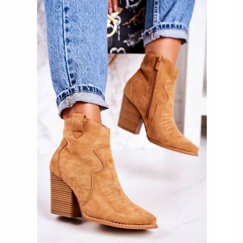 MSMG Warme Cowboystiefel für Damen Caramel Margaret braun 1