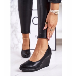 PJ1 Klassische Pumps für Damen mit Keilabsatz Schwarz Ivonne 1