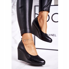 PJ1 Klassische Pumps für Damen mit Keilabsatz Schwarz Ivonne 2