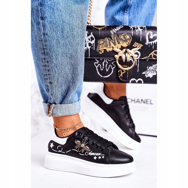 Damen Sportschuhe Sneakers mit Fliege Black Amour schwarz 1