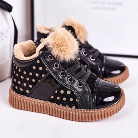 Linshi Warme Stiefel für Kinder Sneakers in Polka Dots Schwarz Anastasia 1
