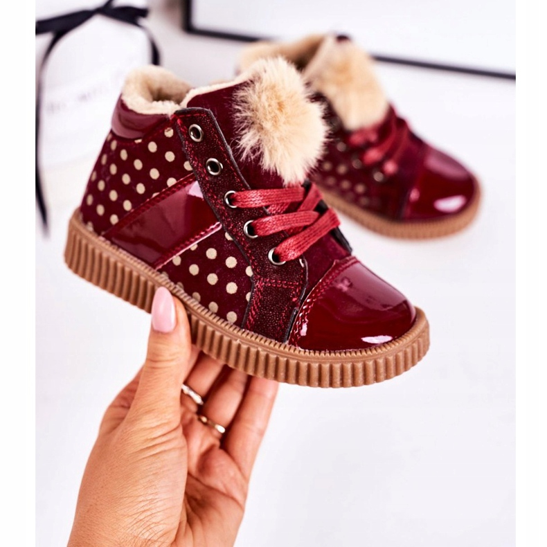 PL1 Warme Stiefel für Kinder Turnschuhe in Rot mit Polka Dots Anastasia 2