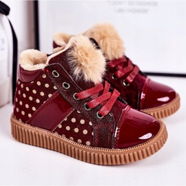 PL1 Warme Stiefel für Kinder Turnschuhe in Rot mit Polka Dots Anastasia 1