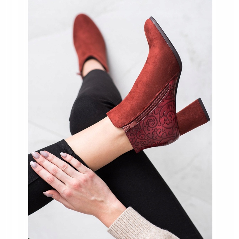 M.Daszyński Burgunder Stiefel mit Muster braun rot 2