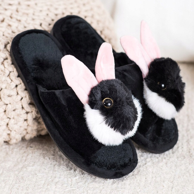 Bona Hasenpantoffeln schwarz 1