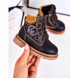 PL1 Warme Kinderstiefel Trappers auf schwarzer Bobby-Gummisohle orange 2