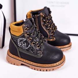 PL1 Warme Kinderstiefel Trappers auf schwarzer Bobby-Gummisohle orange 1