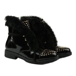 Schwarze flache isolierte lackierte Feminine Stiefel 2