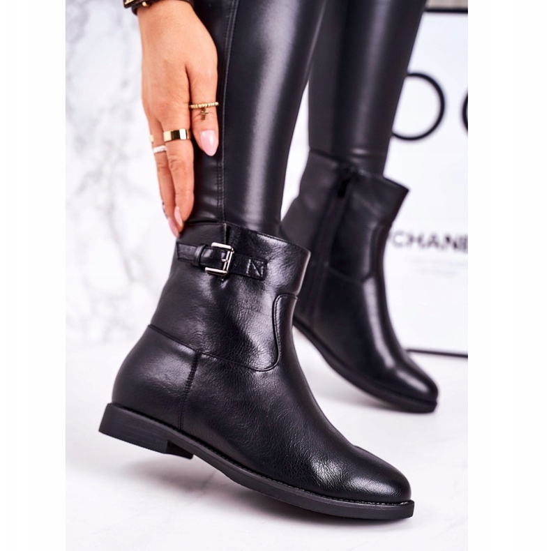 PJ1 Halbwarme Stiefel in Schwarz für Damen mit Schnalle 1