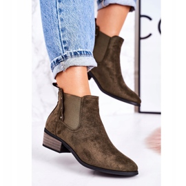 PJ1 Klassische Chelsea-Stiefel für Damen Wildleder Dunkelgrün Walker-Stiefel khaki 1