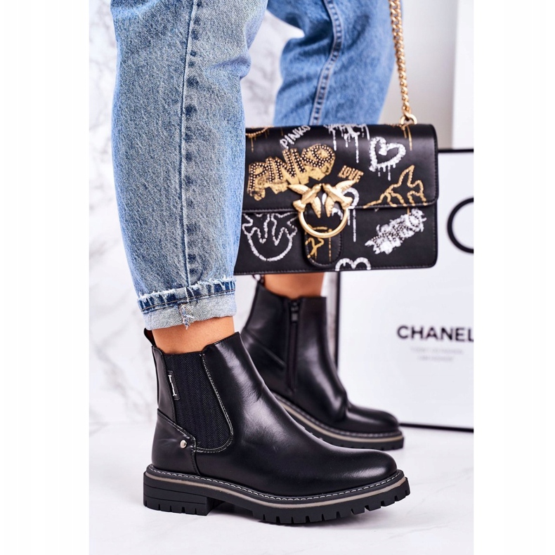 PJ1 Warme Chelsea Boots für Damen Black Traveller Boots schwarz 1