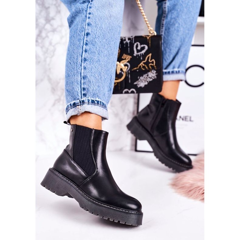 PJ1 Damen Stiefeletten Jodhpur Stiefel auf einer Gummisohle Voyager Black schwarz 1