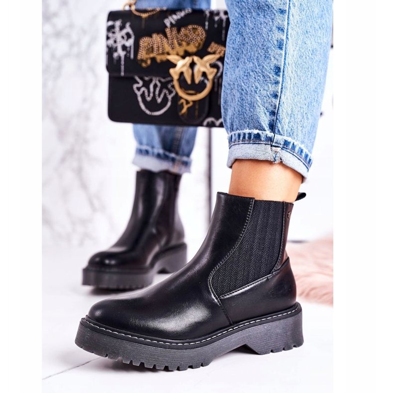 PJ1 Damen Stiefeletten Jodhpur Stiefel auf einer Gummisohle Voyager Black schwarz 2