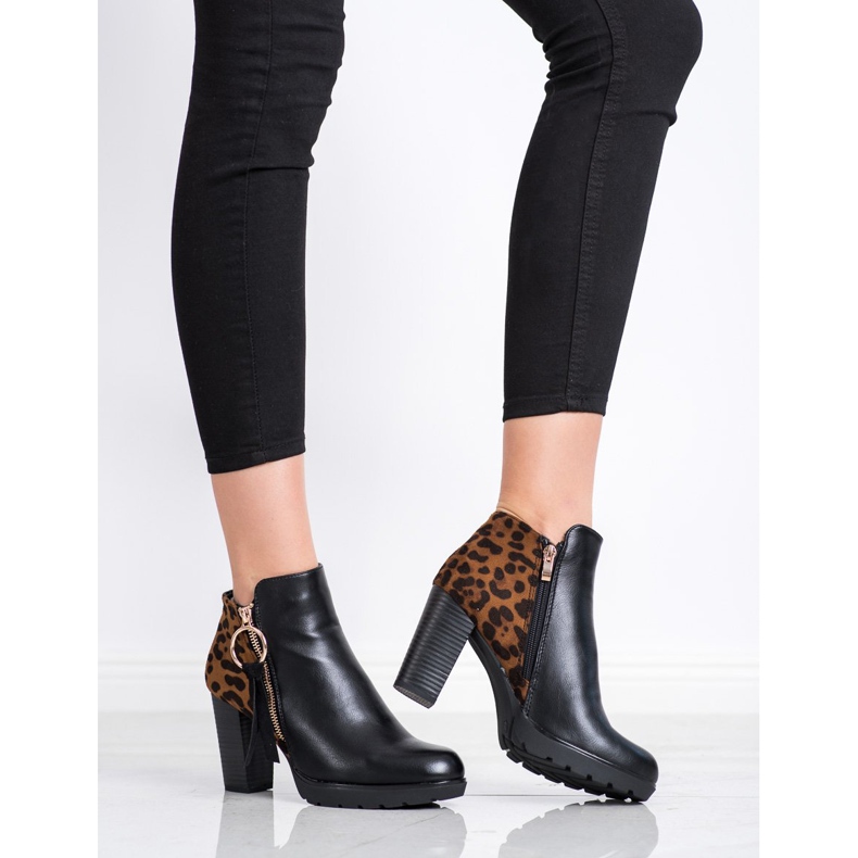 Goodin Warme Stiefel mit Leopardenmuster braun schwarz 1