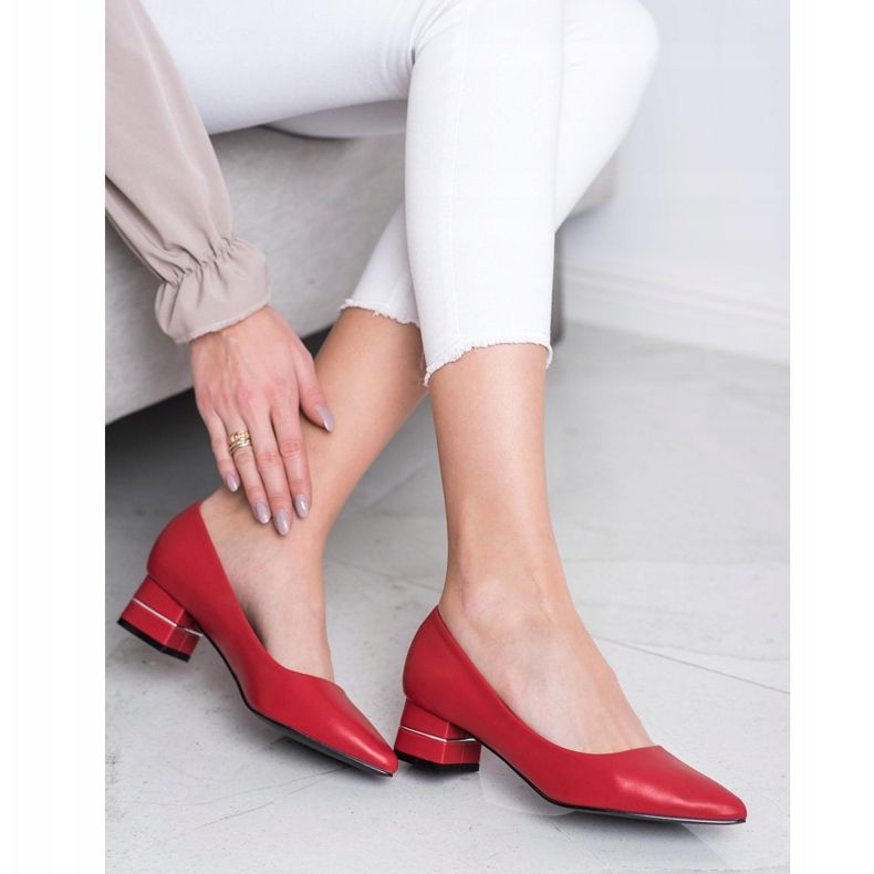 Goodin Pumps mit Ziergürtel rot 1