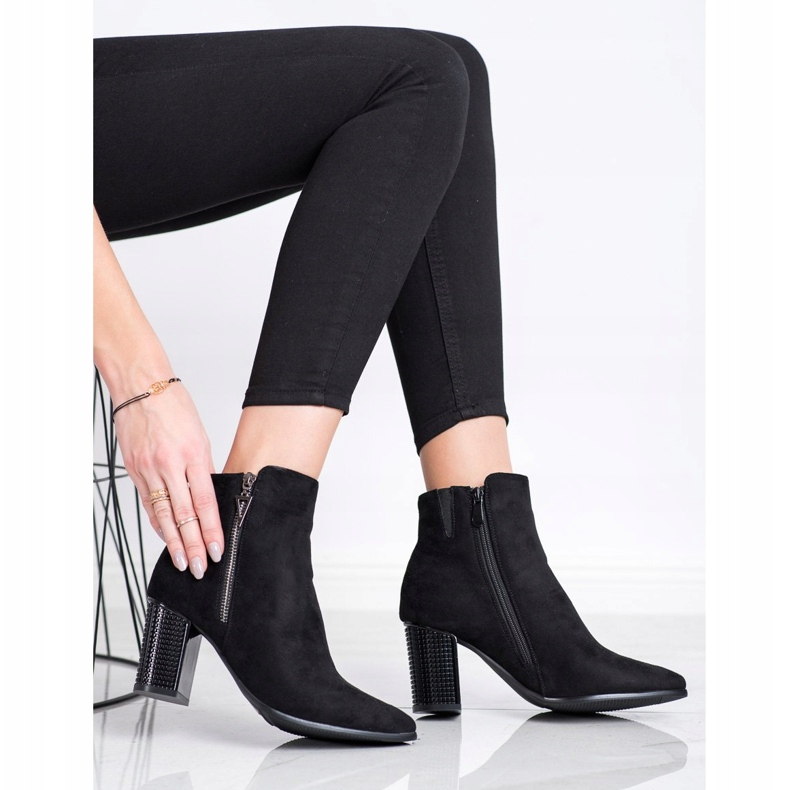 SHELOVET Stylische Stiefel mit dekorativem Absatz schwarz 2